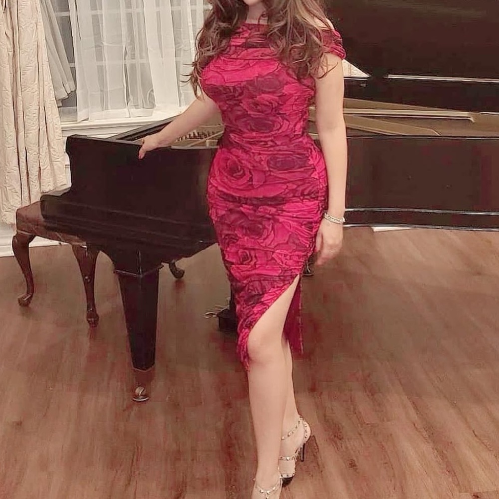 B Darlin Pink Asymmetrical Ruched Bodycon Dress